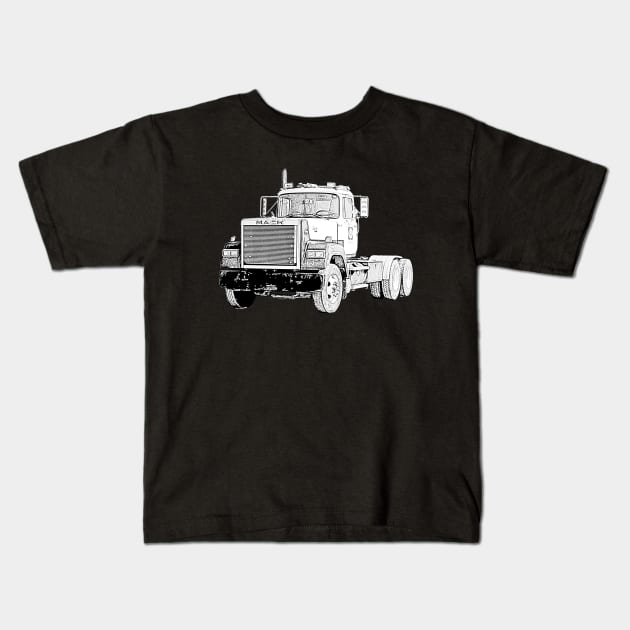 Classic American big rig semi truck Kids T-Shirt by soitwouldseem